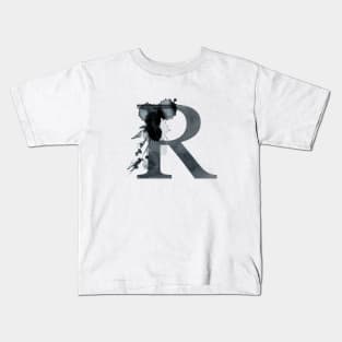 Floral Monogram R Dark Herbs And Flora Kids T-Shirt